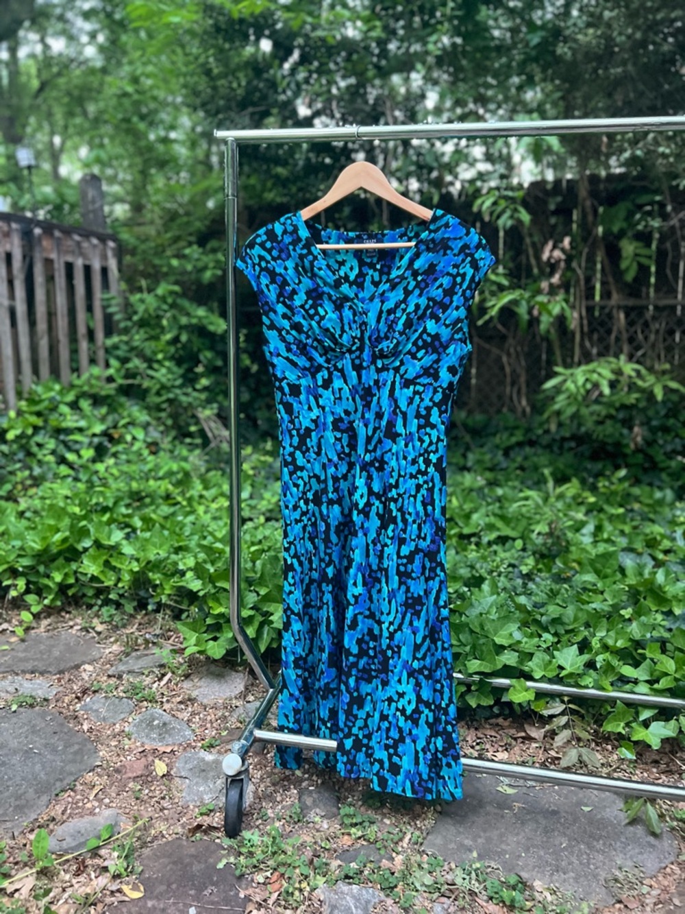 Blue & Black Patterned Women's Dress
